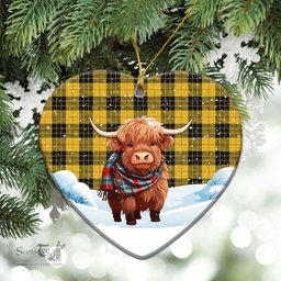 Scottish McLeod of Lewis Ancient Tartan Christmas Ceramic Ornament - Highland Cows Snow Style - Tartan Christmas Ornaments Scottish Plaid Tartan Plaid - ScotsTee - scotstee.com