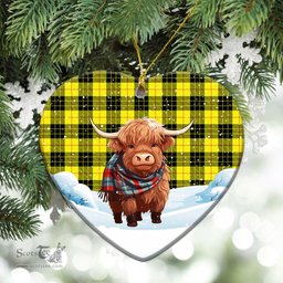 Scottish McLeod of Lewis Modern Tartan Christmas Ceramic Ornament - Highland Cows Snow Style - Tartan Christmas Ornaments Scottish Plaid Tartan Plaid - ScotsTee - scotstee.com