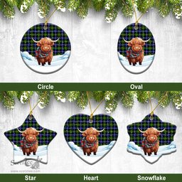 Scottish McNeil of Barra Modern Tartan Christmas Ceramic Ornament - Highland Cows Snow Style - Tartan Christmas Ornaments Scottish Plaid Tartan Plaid - ScotsTee - scotstee.com