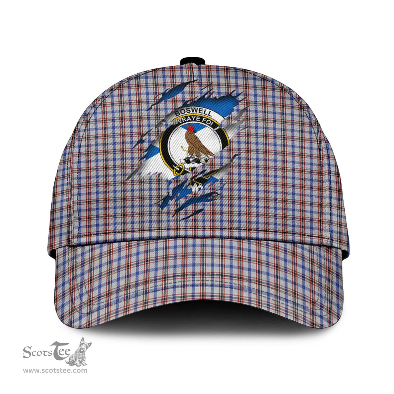 Scottish Boswell Family Crest In Me Style Tartan Cap ScotsTee Shop - Tartan Plaid - scotstee.com