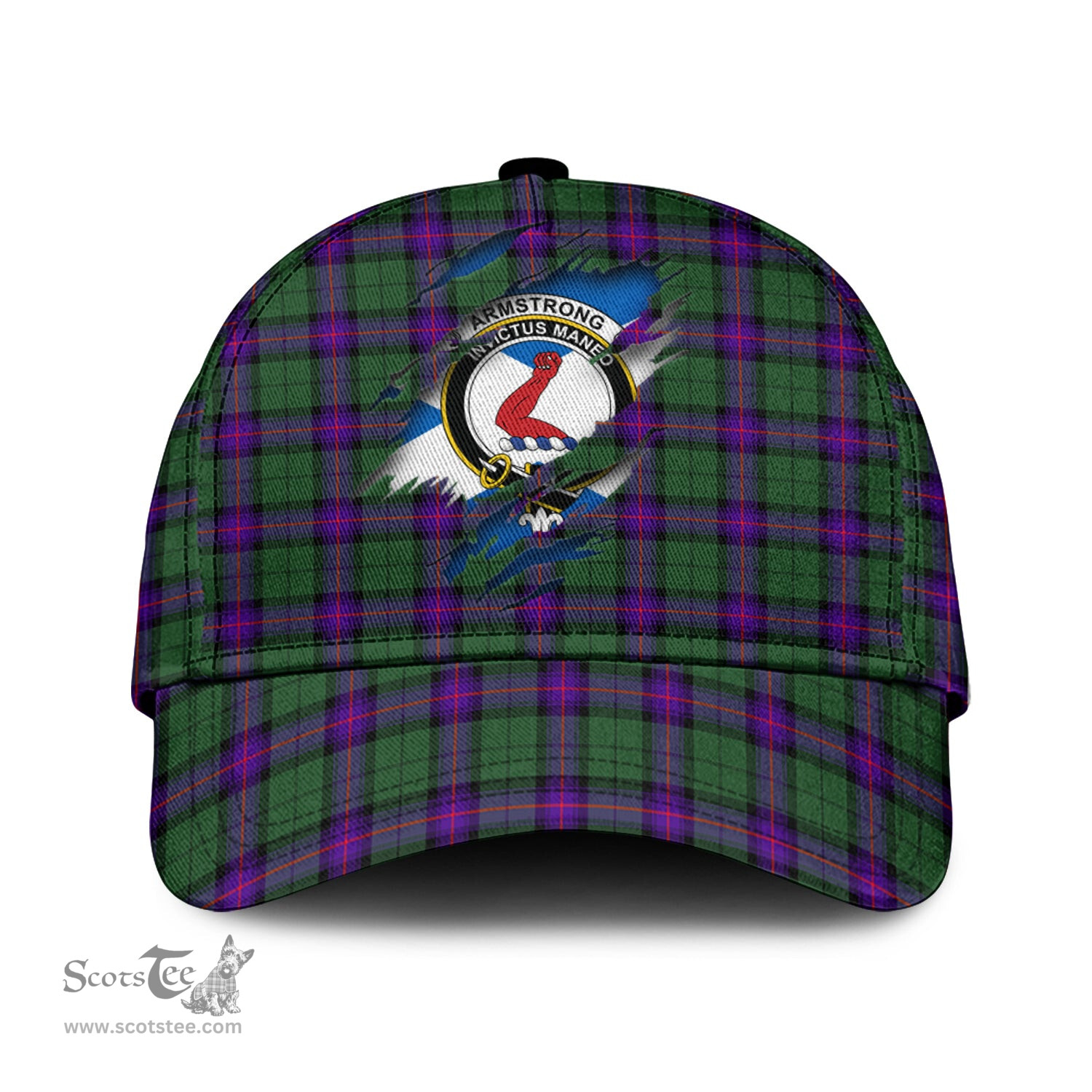 Scottish Armstrong Modern Family Crest In Me Style Tartan Cap ScotsTee Shop - Tartan Plaid - scotstee.com