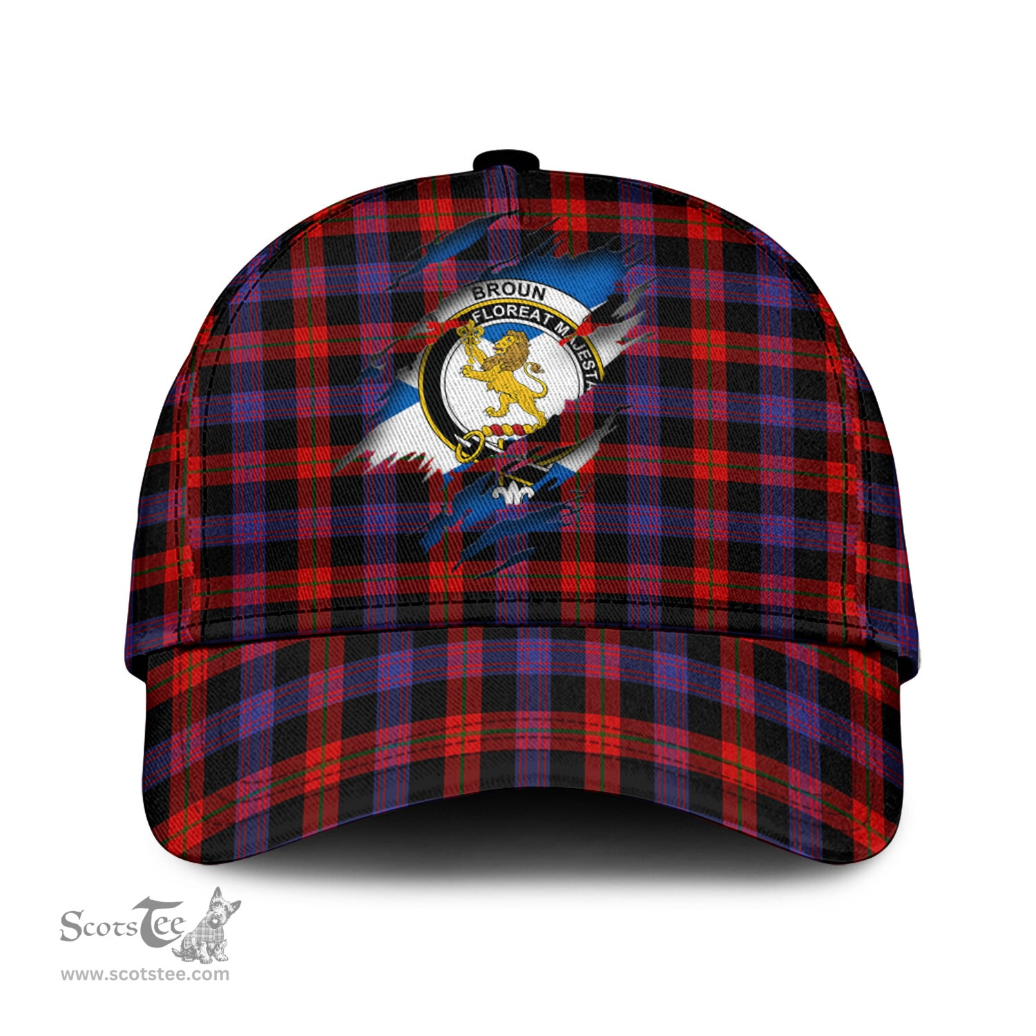 Scottish Broun Modern Family Crest In Me Style Tartan Cap ScotsTee Shop - Tartan Plaid - scotstee.com