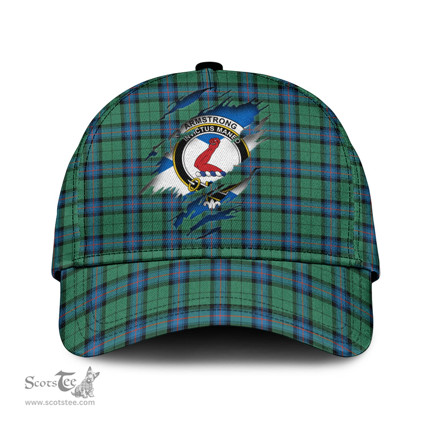 Scottish Armstrong Ancient Family Crest In Me Style Tartan Cap ScotsTee Shop - Tartan Plaid - scotstee.com