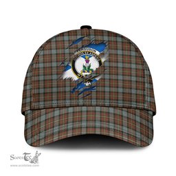 Scottish Ferguson Weathered Family Crest In Me Style Tartan Cap ScotsTee Shop - Tartan Plaid - scotstee.com