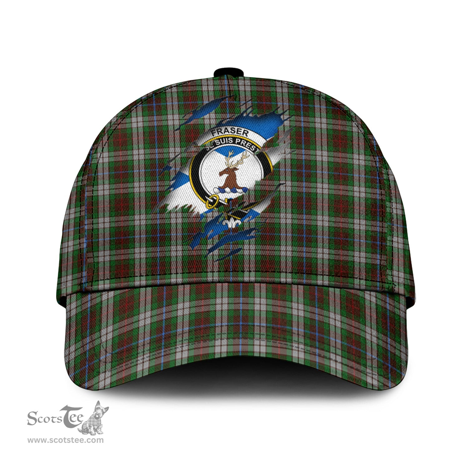Scottish Fraser Hunting Dress Family Crest In Me Style Tartan Cap ScotsTee Shop - Tartan Plaid - scotstee.com