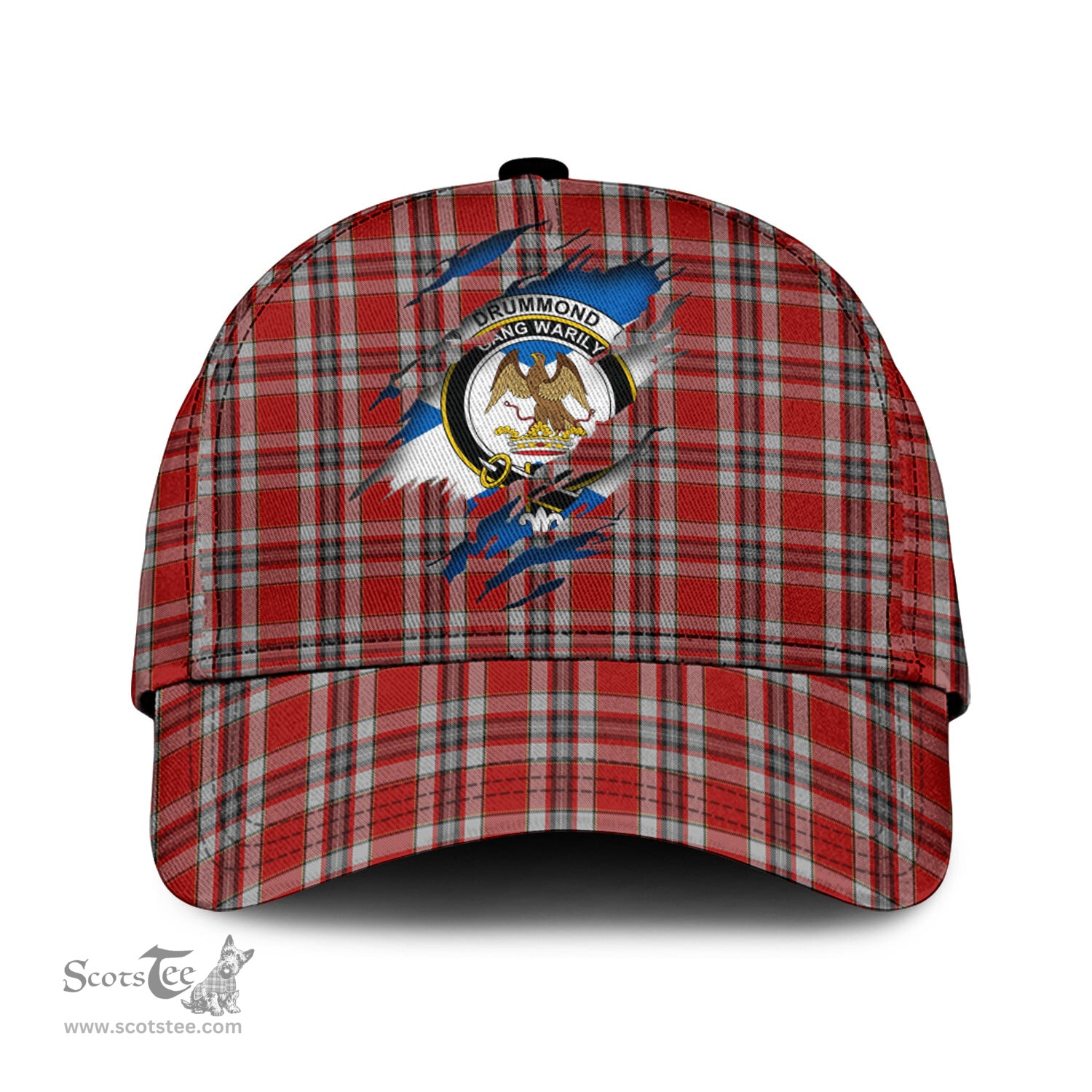 Scottish Drummond of Perth Dress Family Crest In Me Style Tartan Cap ScotsTee Shop - Tartan Plaid - scotstee.com
