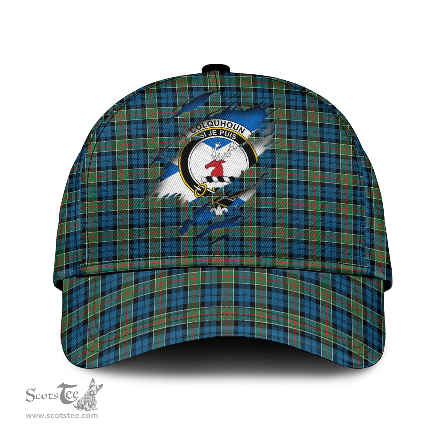 Scottish Colquhoun Ancient Family Crest In Me Style Tartan Cap ScotsTee Shop - Tartan Plaid - scotstee.com