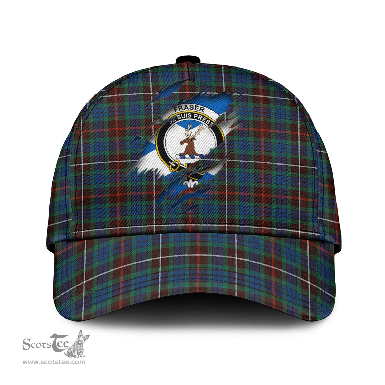 Scottish Fraser Hunting Ancient Family Crest In Me Style Tartan Cap ScotsTee Shop - Tartan Plaid - scotstee.com