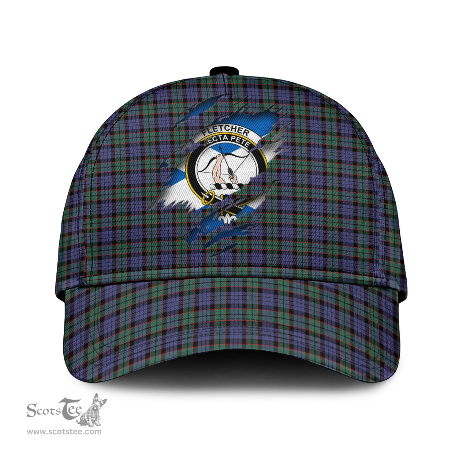 Scottish Fletcher Modern Family Crest In Me Style Tartan Cap ScotsTee Shop - Tartan Plaid - scotstee.com