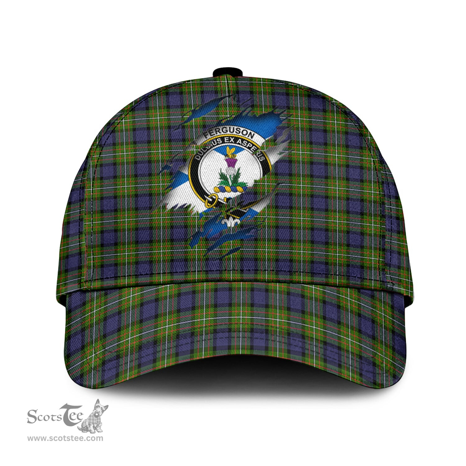 Scottish Ferguson Modern Family Crest In Me Style Tartan Cap ScotsTee Shop - Tartan Plaid - scotstee.com