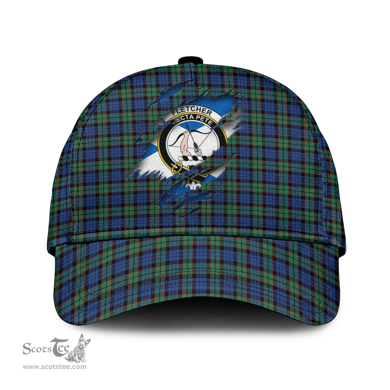 Scottish Fletcher Ancient Family Crest In Me Style Tartan Cap ScotsTee Shop - Tartan Plaid - scotstee.com