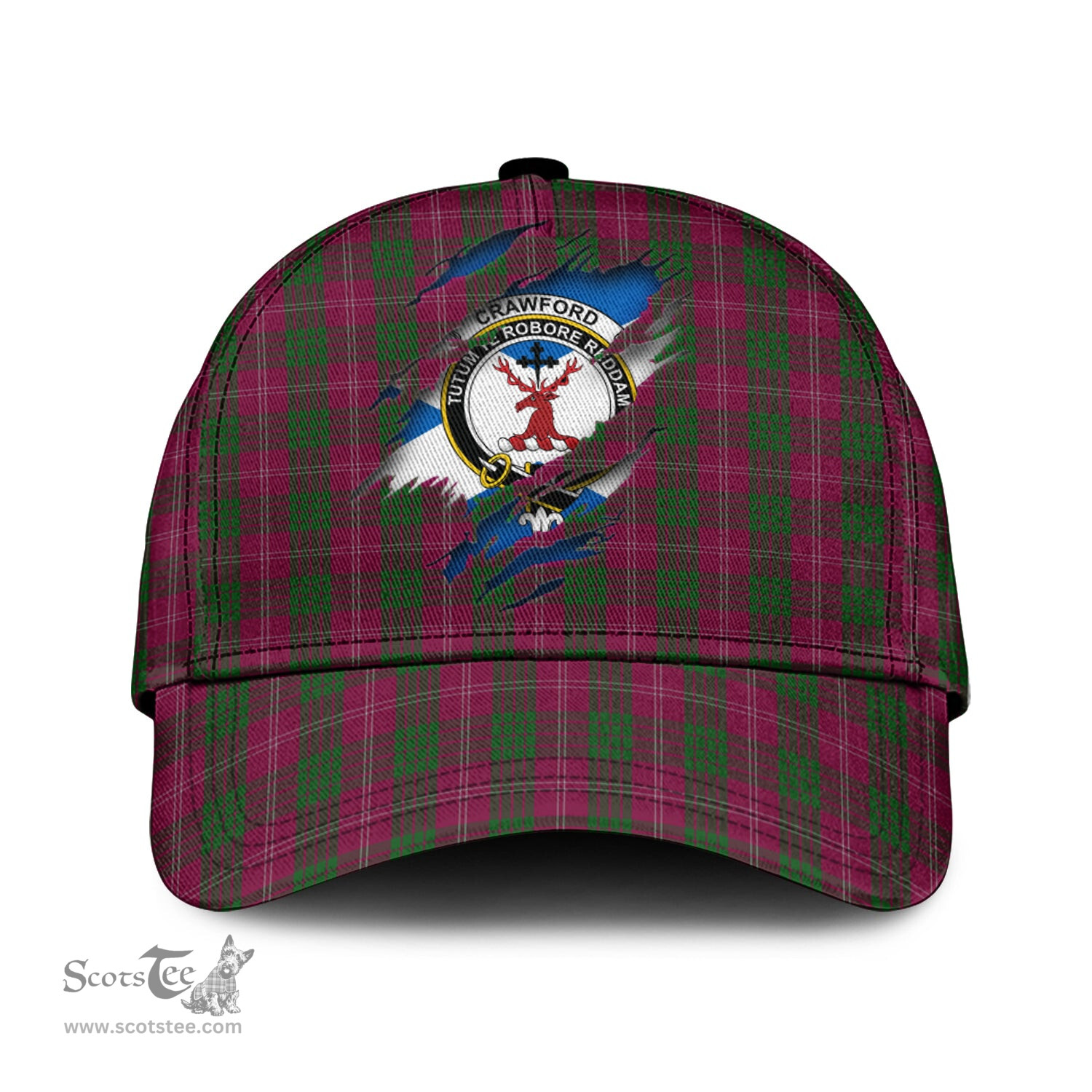 Scottish Crawford Family Crest In Me Style Tartan Cap ScotsTee Shop - Tartan Plaid - scotstee.com