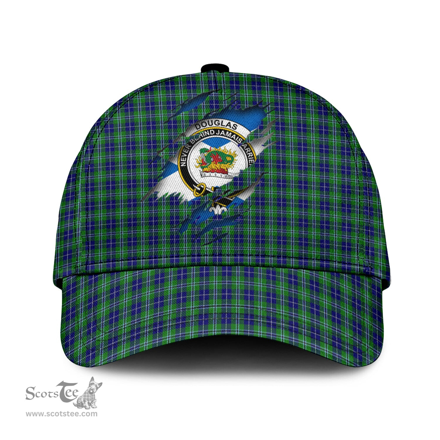 Scottish Douglas Family Crest In Me Style Tartan Cap ScotsTee Shop - Tartan Plaid - scotstee.com