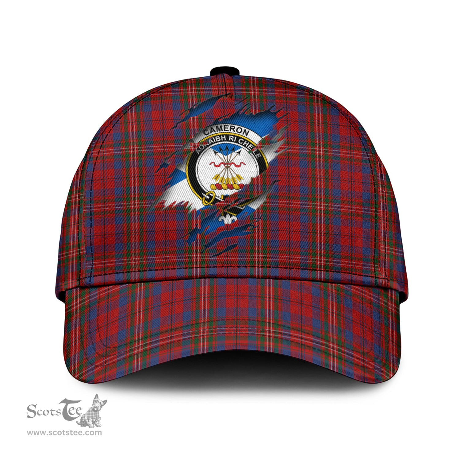 Scottish Cameron of Locheil Family Crest In Me Style Tartan Cap ScotsTee Shop - Tartan Plaid - scotstee.com
