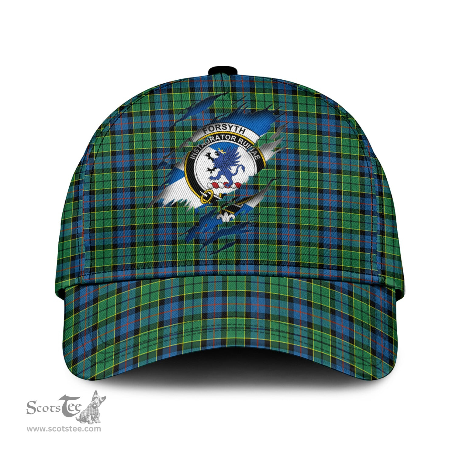 Scottish Forsyth Ancient Family Crest In Me Style Tartan Cap ScotsTee Shop - Tartan Plaid - scotstee.com