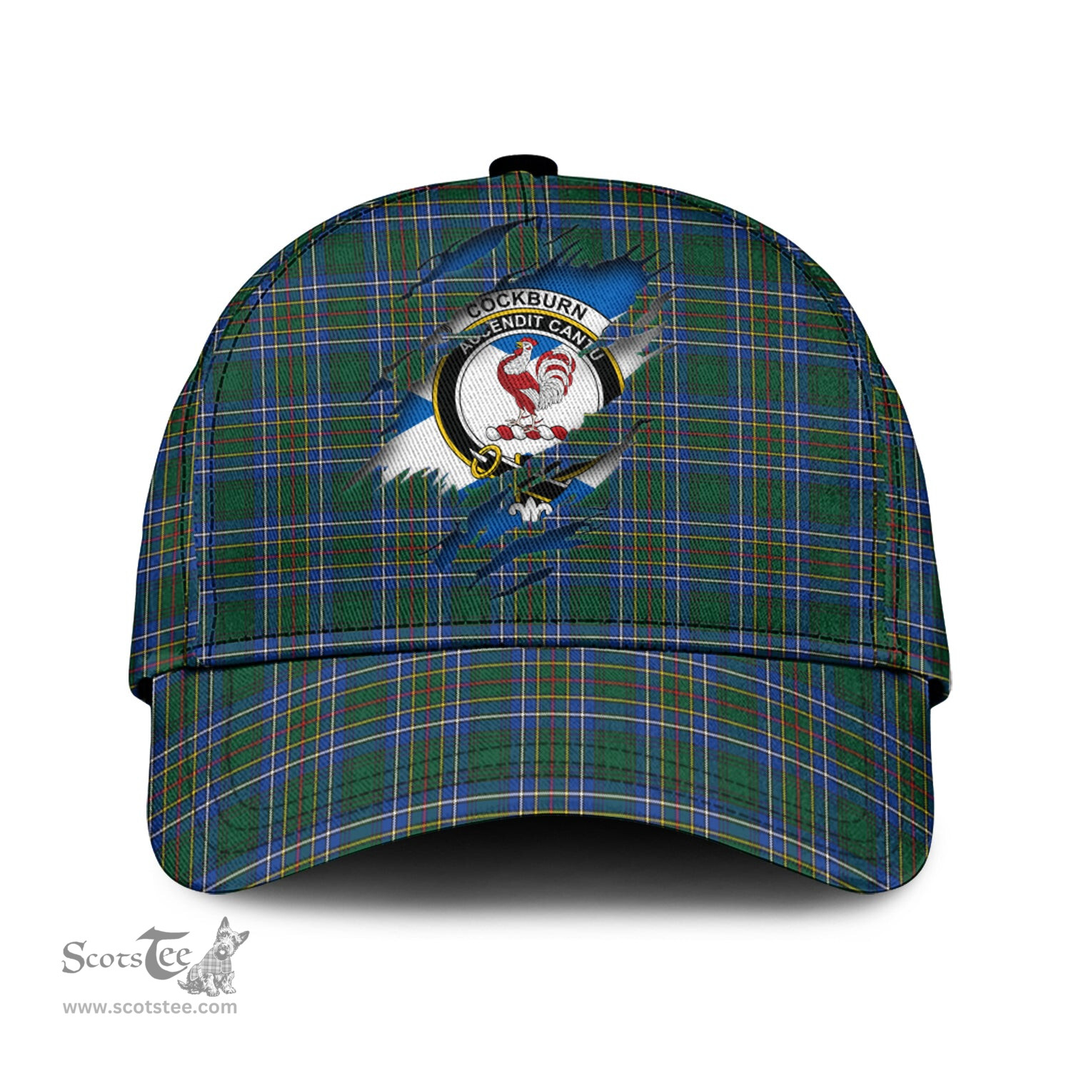Scottish Cockburn Ancient Family Crest In Me Style Tartan Cap ScotsTee Shop - Tartan Plaid - scotstee.com
