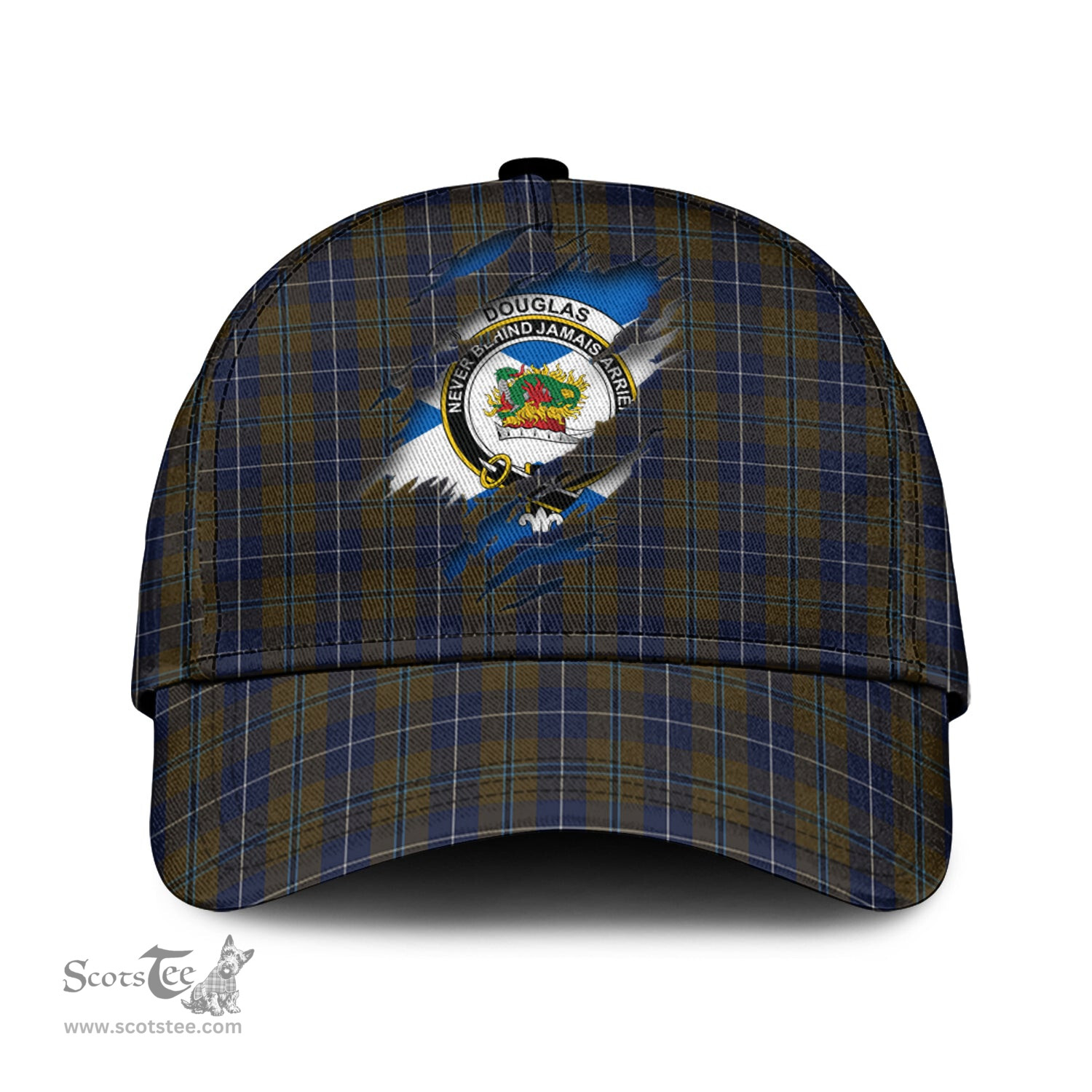 Scottish Douglas Brown Family Crest In Me Style Tartan Cap ScotsTee Shop - Tartan Plaid - scotstee.com