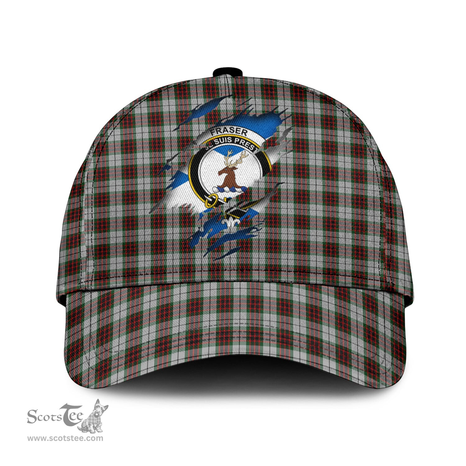 Scottish Fraser Dress Family Crest In Me Style Tartan Cap ScotsTee Shop - Tartan Plaid - scotstee.com