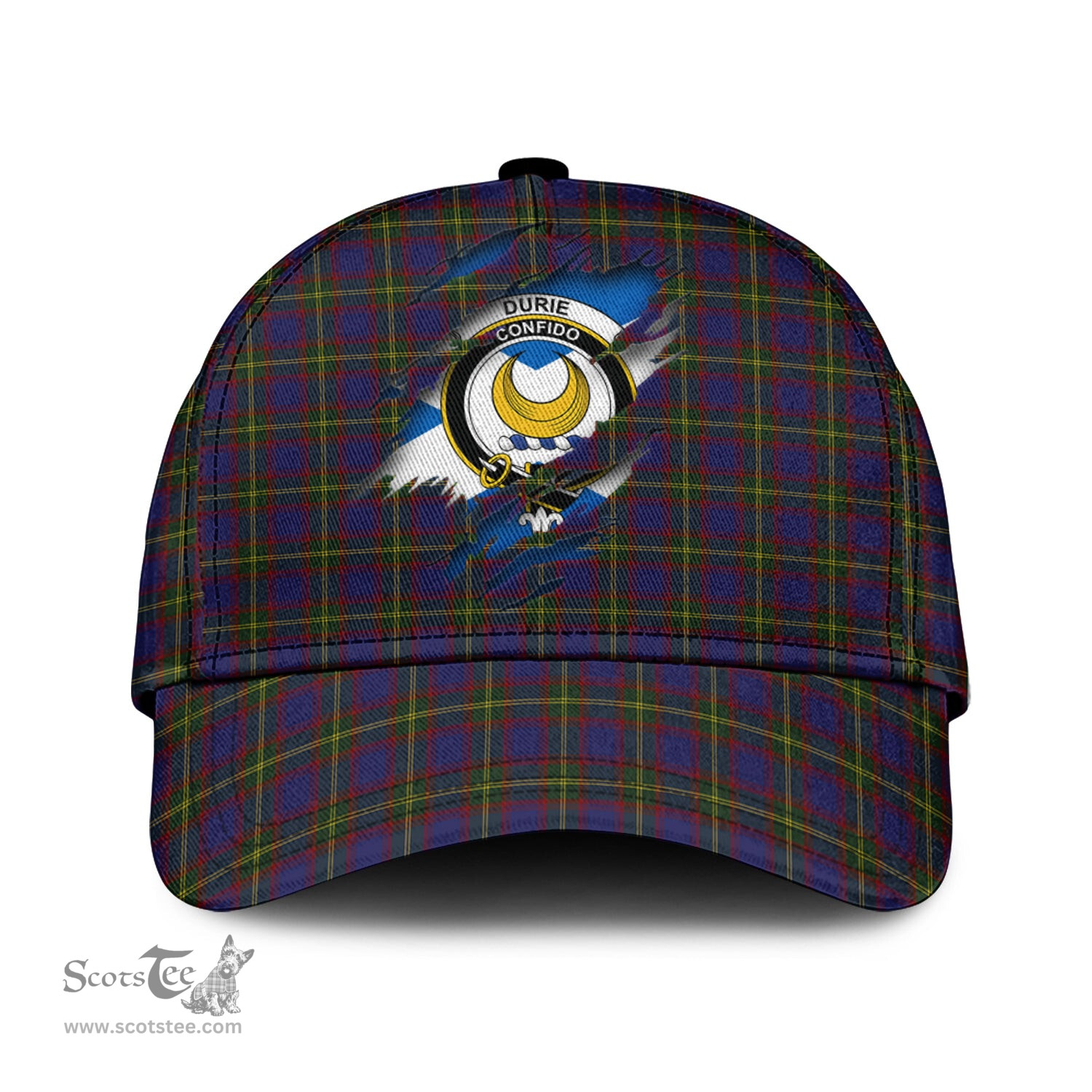 Scottish Durie Family Crest In Me Style Tartan Cap ScotsTee Shop - Tartan Plaid - scotstee.com