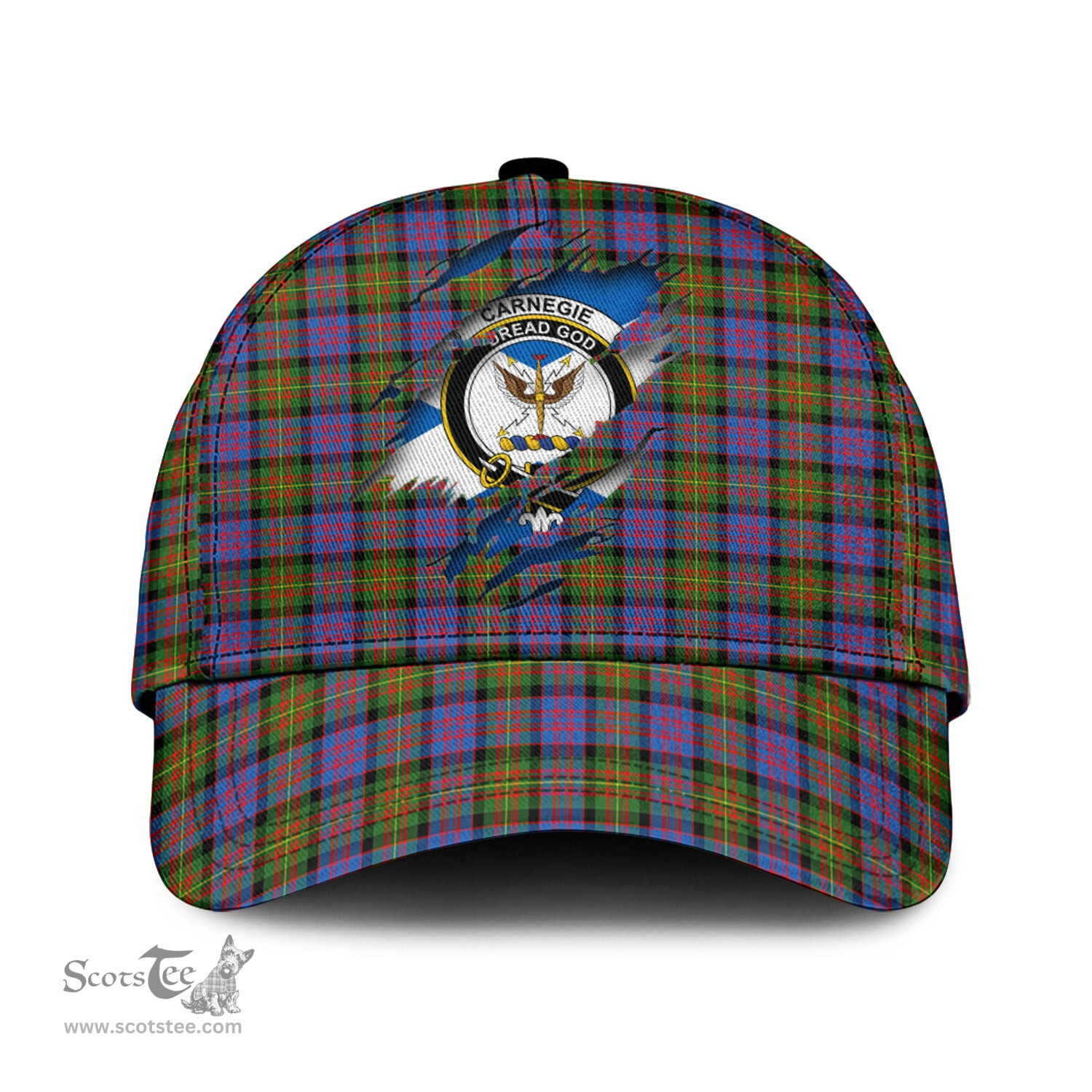 Scottish Carnegie Ancient Family Crest In Me Style Tartan Cap ScotsTee Shop - Tartan Plaid - scotstee.com