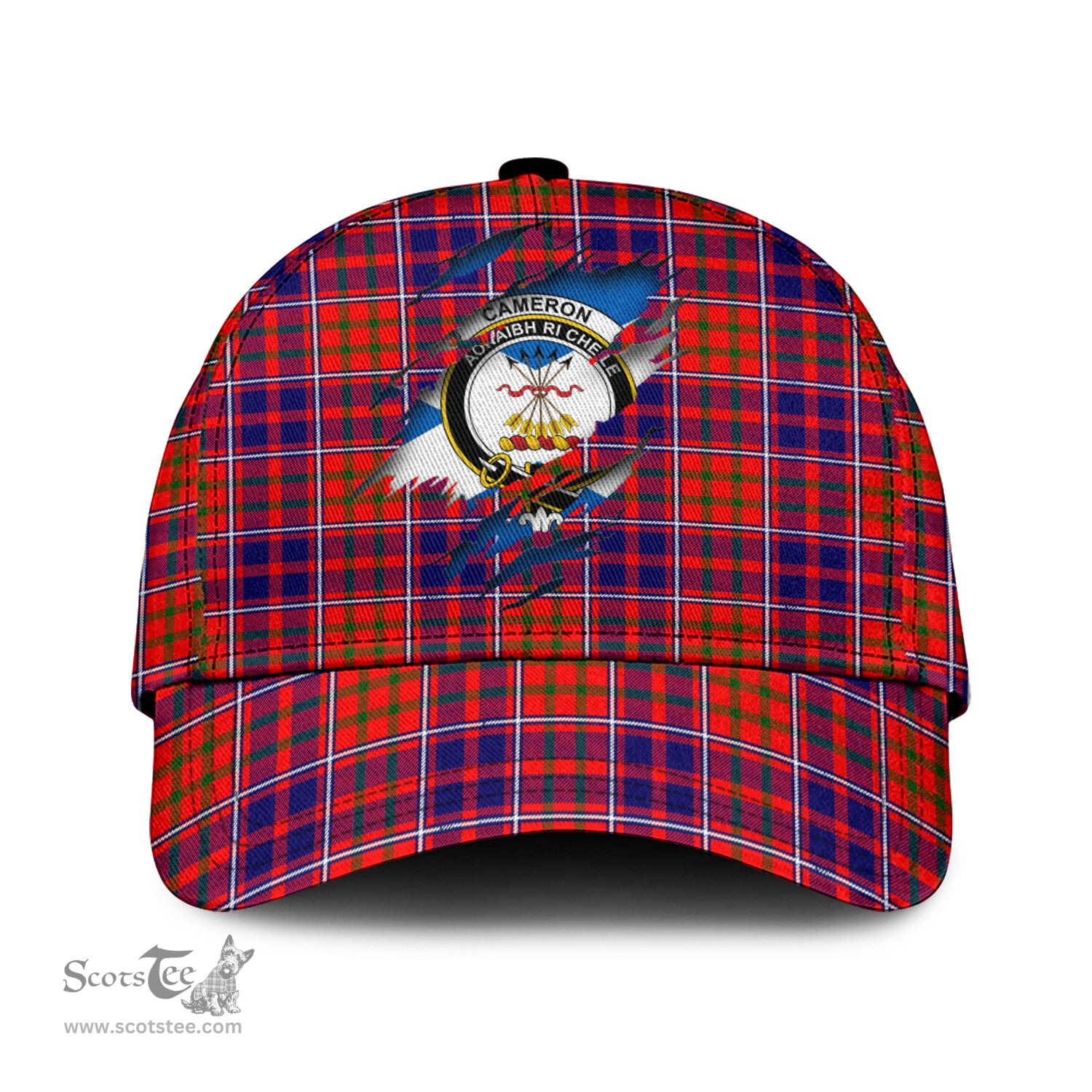 Scottish Cameron of Lochiel Modern Family Crest In Me Style Tartan Cap ScotsTee Shop - Tartan Plaid - scotstee.com