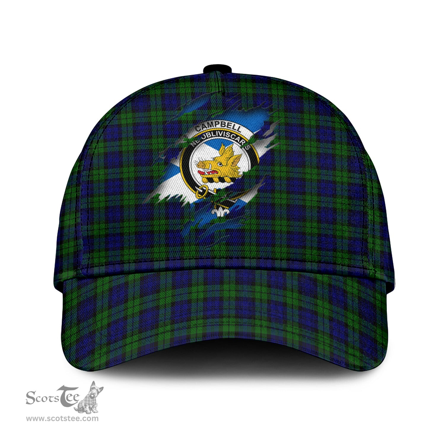 Scottish Campbell Modern Family Crest In Me Style Tartan Cap ScotsTee Shop - Tartan Plaid - scotstee.com