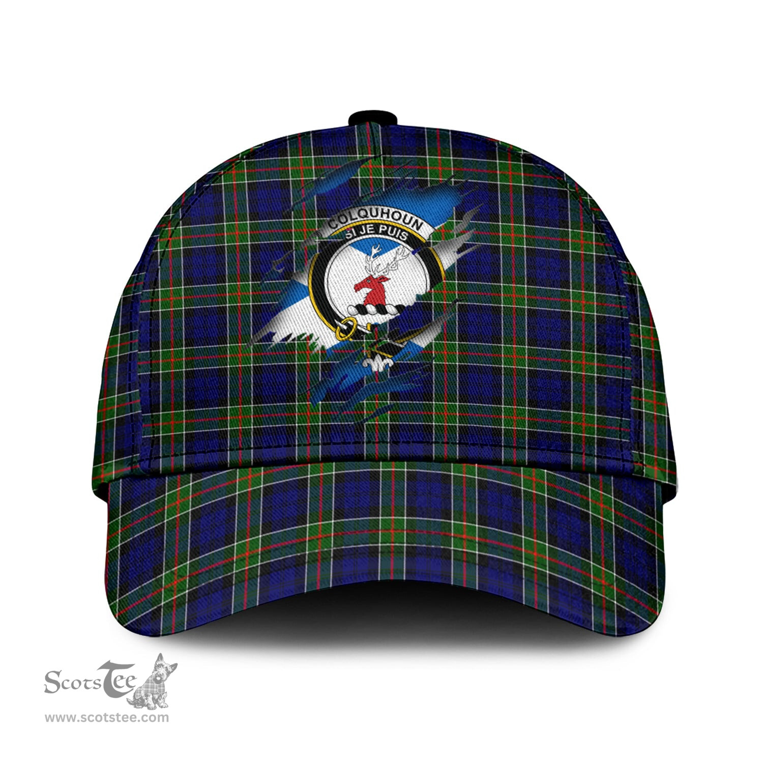 Scottish Colquhoun Modern Family Crest In Me Style Tartan Cap ScotsTee Shop - Tartan Plaid - scotstee.com