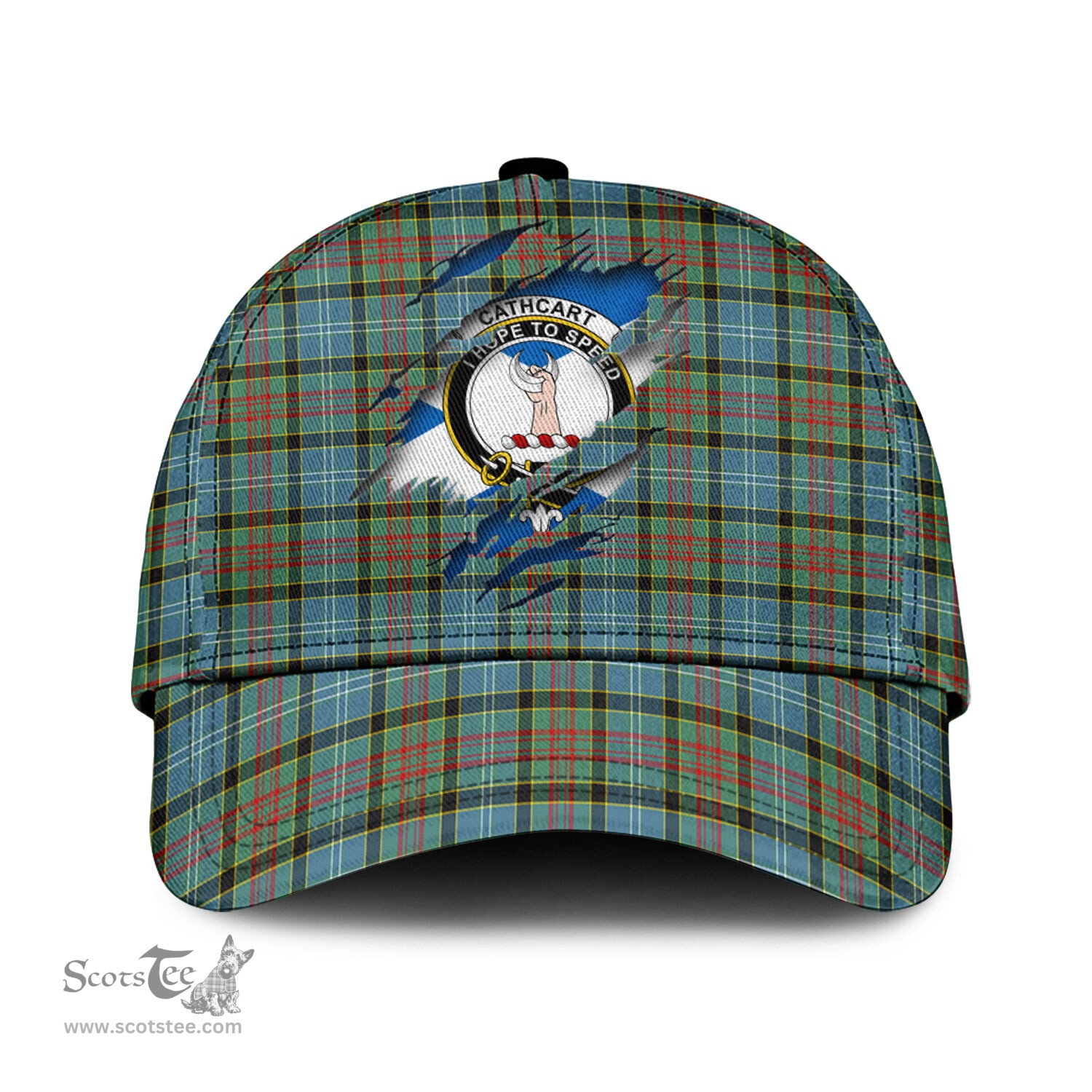 Scottish Cathcart Family Crest In Me Style Tartan Cap ScotsTee Shop - Tartan Plaid - scotstee.com