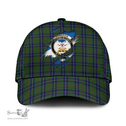 Scottish Cameron of Lochiel Hunting Family Crest In Me Style Tartan Cap ScotsTee Shop - Tartan Plaid - scotstee.com
