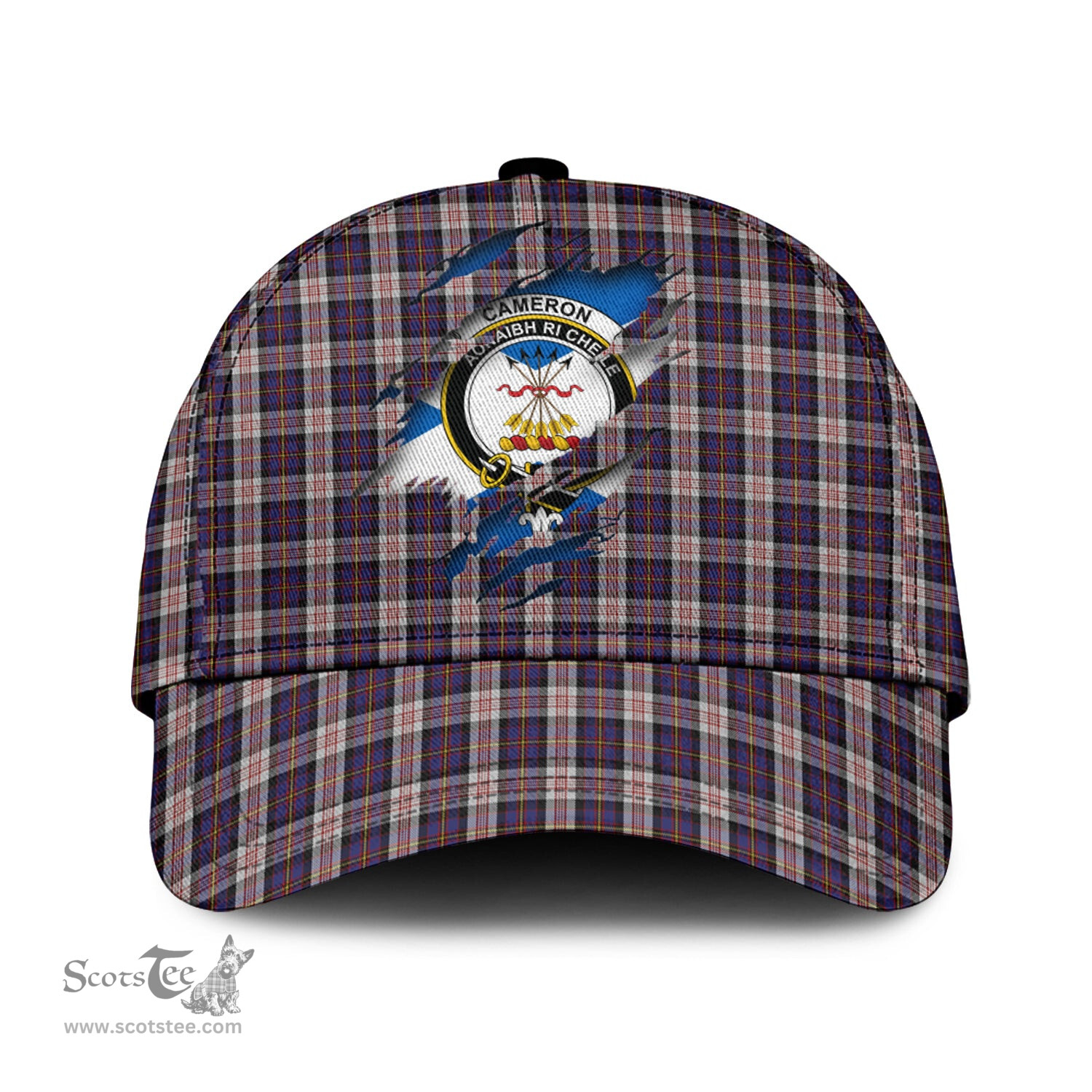 Scottish Cameron of Erracht Dress Family Crest In Me Style Tartan Cap ScotsTee Shop - Tartan Plaid - scotstee.com