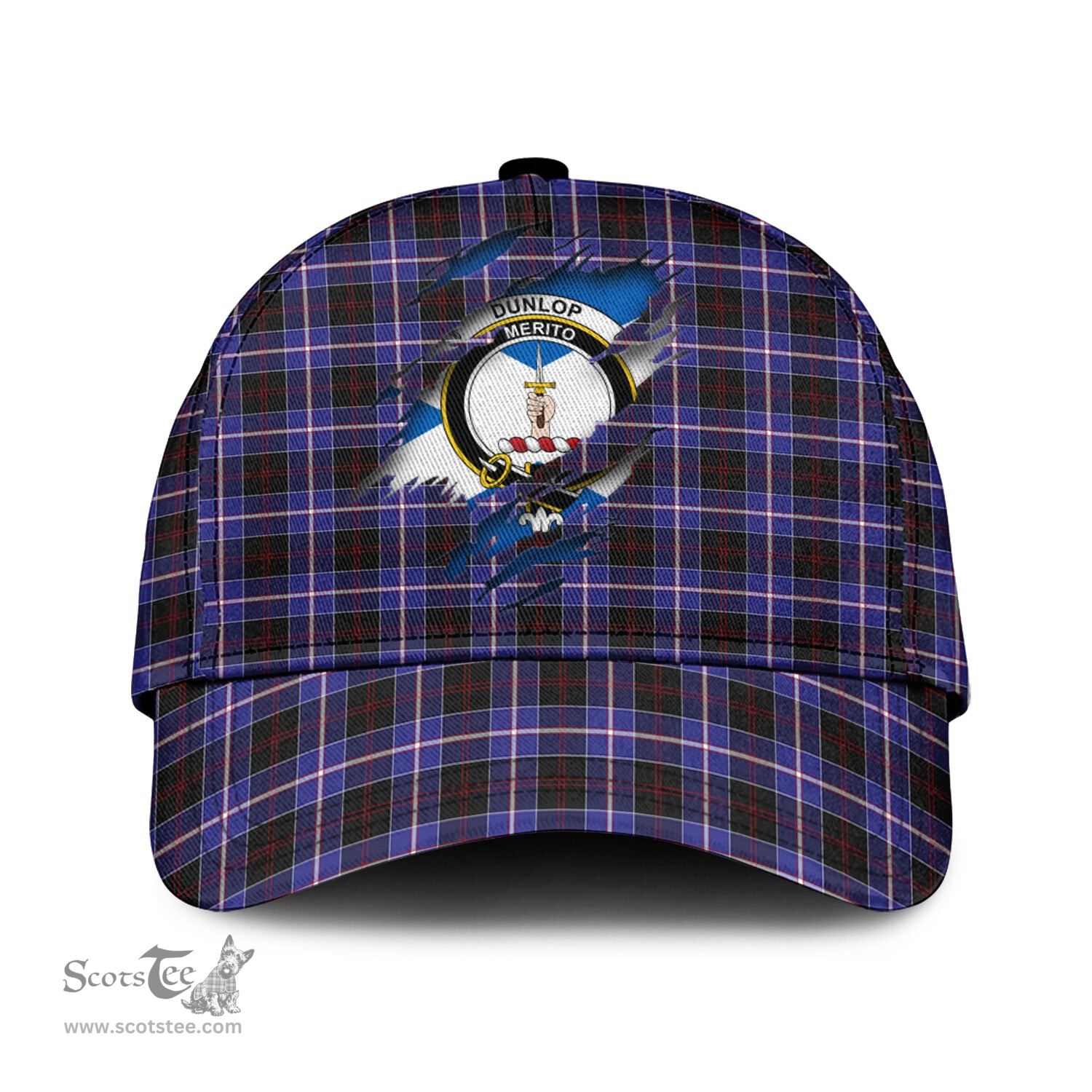 Scottish Dunlop Modern Family Crest In Me Style Tartan Cap ScotsTee Shop - Tartan Plaid - scotstee.com