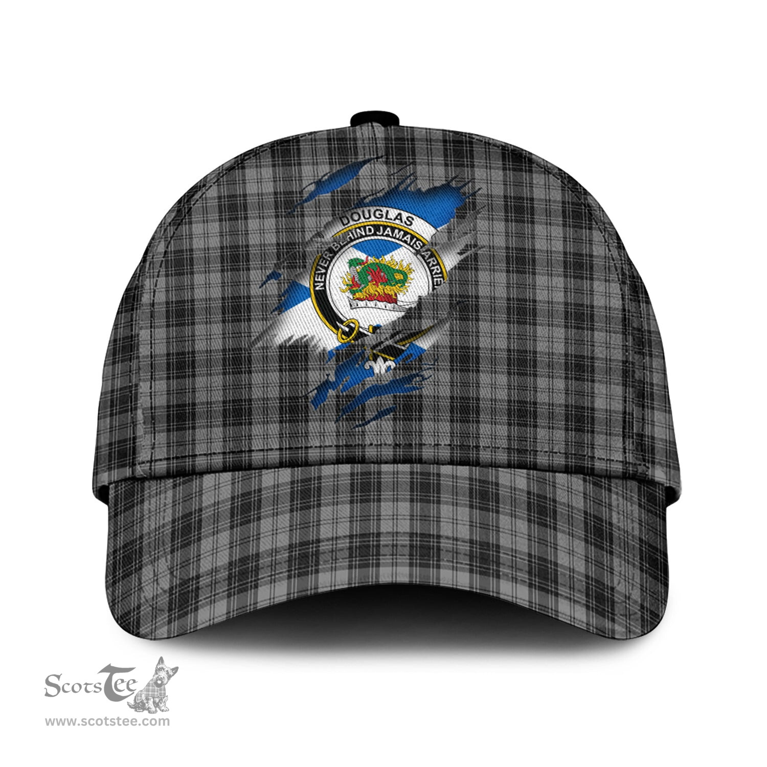 Scottish Douglas Grey Family Crest In Me Style Tartan Cap ScotsTee Shop - Tartan Plaid - scotstee.com