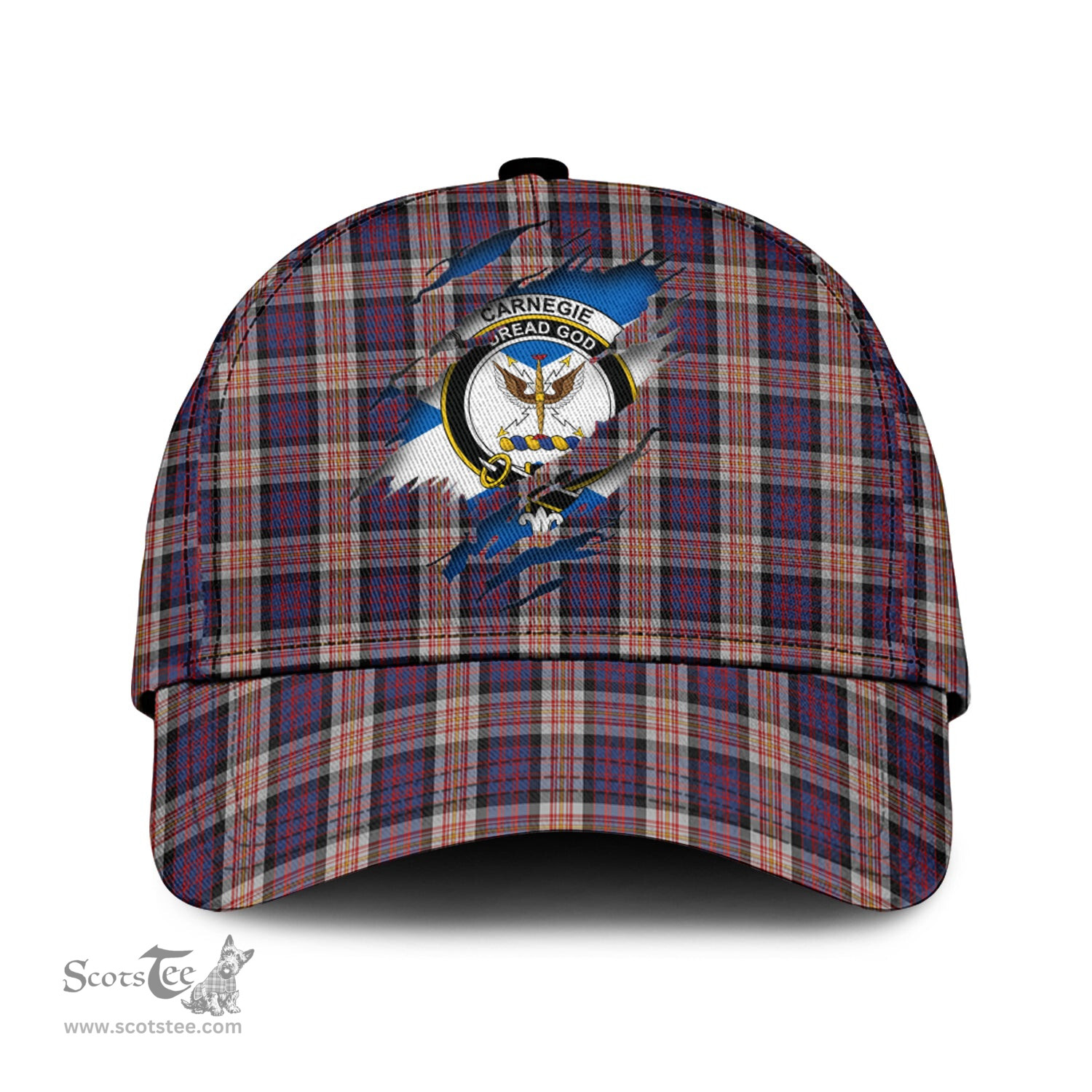 Scottish Carnegie Family Crest In Me Style Tartan Cap ScotsTee Shop - Tartan Plaid - scotstee.com