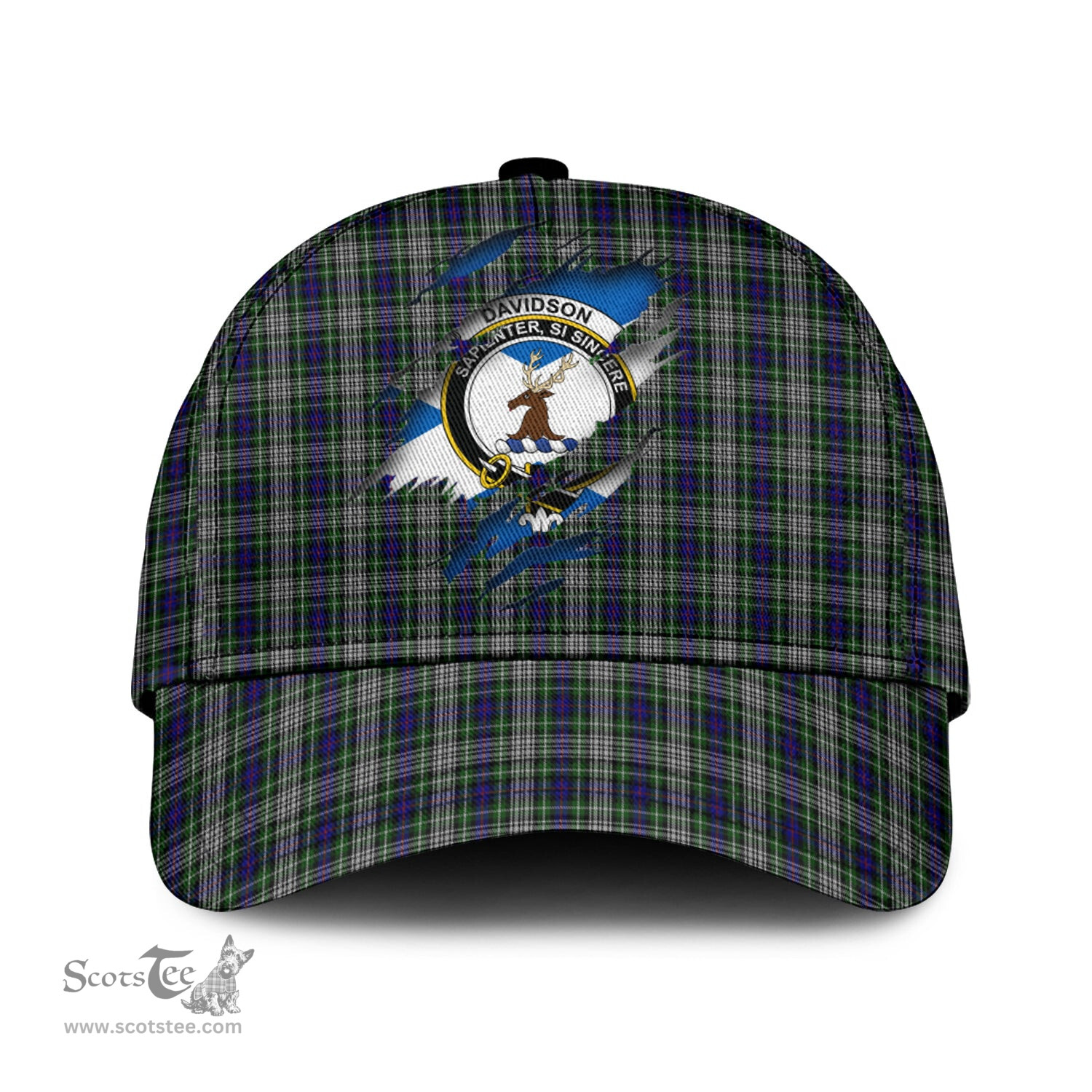 Scottish Davidson of Tulloch Dress Family Crest In Me Style Tartan Cap ScotsTee Shop - Tartan Plaid - scotstee.com