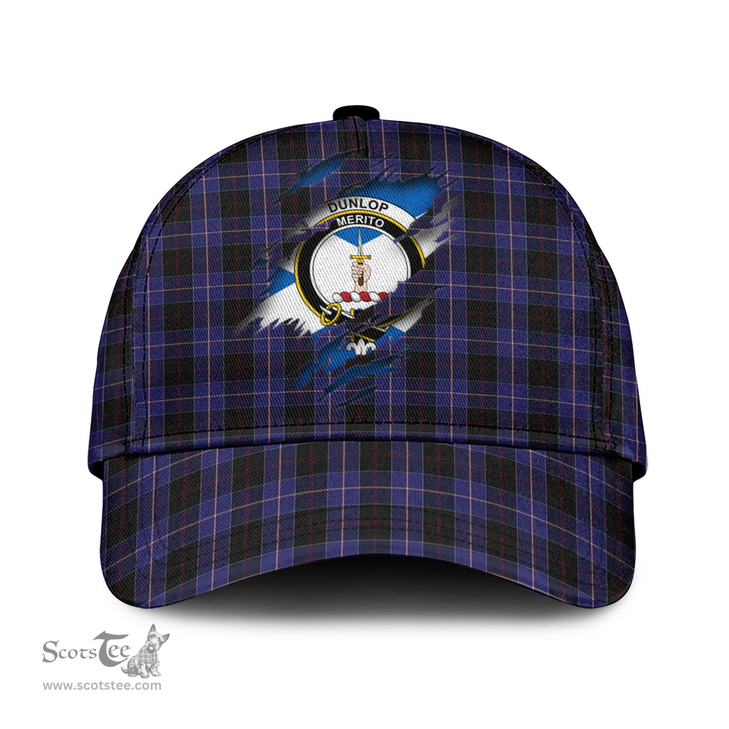 Scottish Dunlop Family Crest In Me Style Tartan Cap ScotsTee Shop - Tartan Plaid - scotstee.com