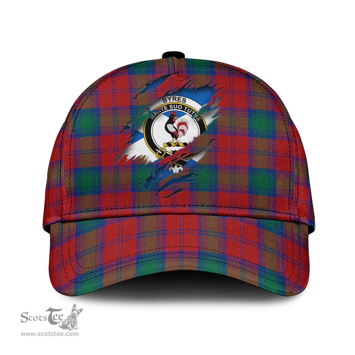 Scottish Byres (Byses) Family Crest In Me Style Tartan Cap ScotsTee Shop - Tartan Plaid - scotstee.com