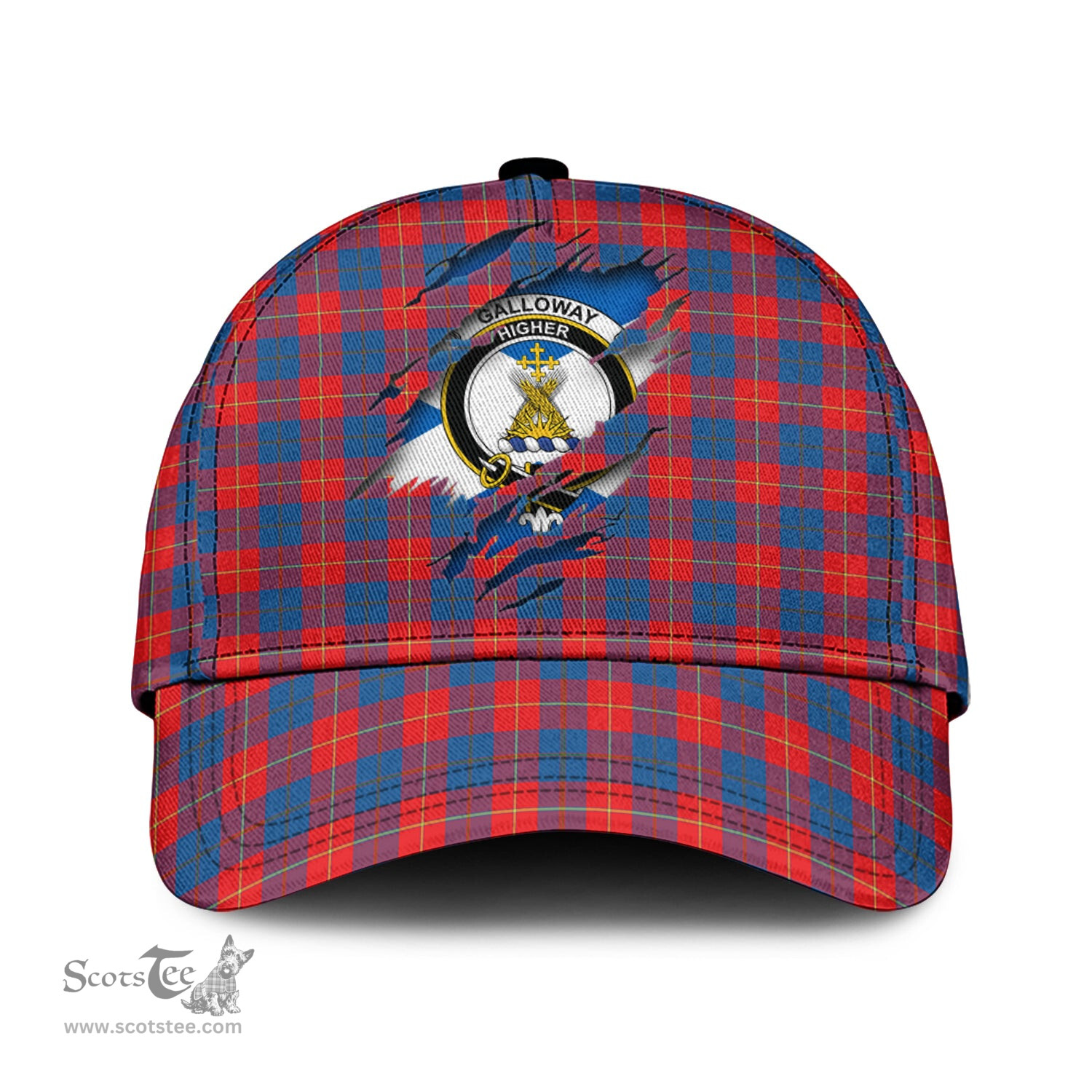 Scottish Galloway Red Family Crest In Me Style Tartan Cap ScotsTee Shop - Tartan Plaid - scotstee.com