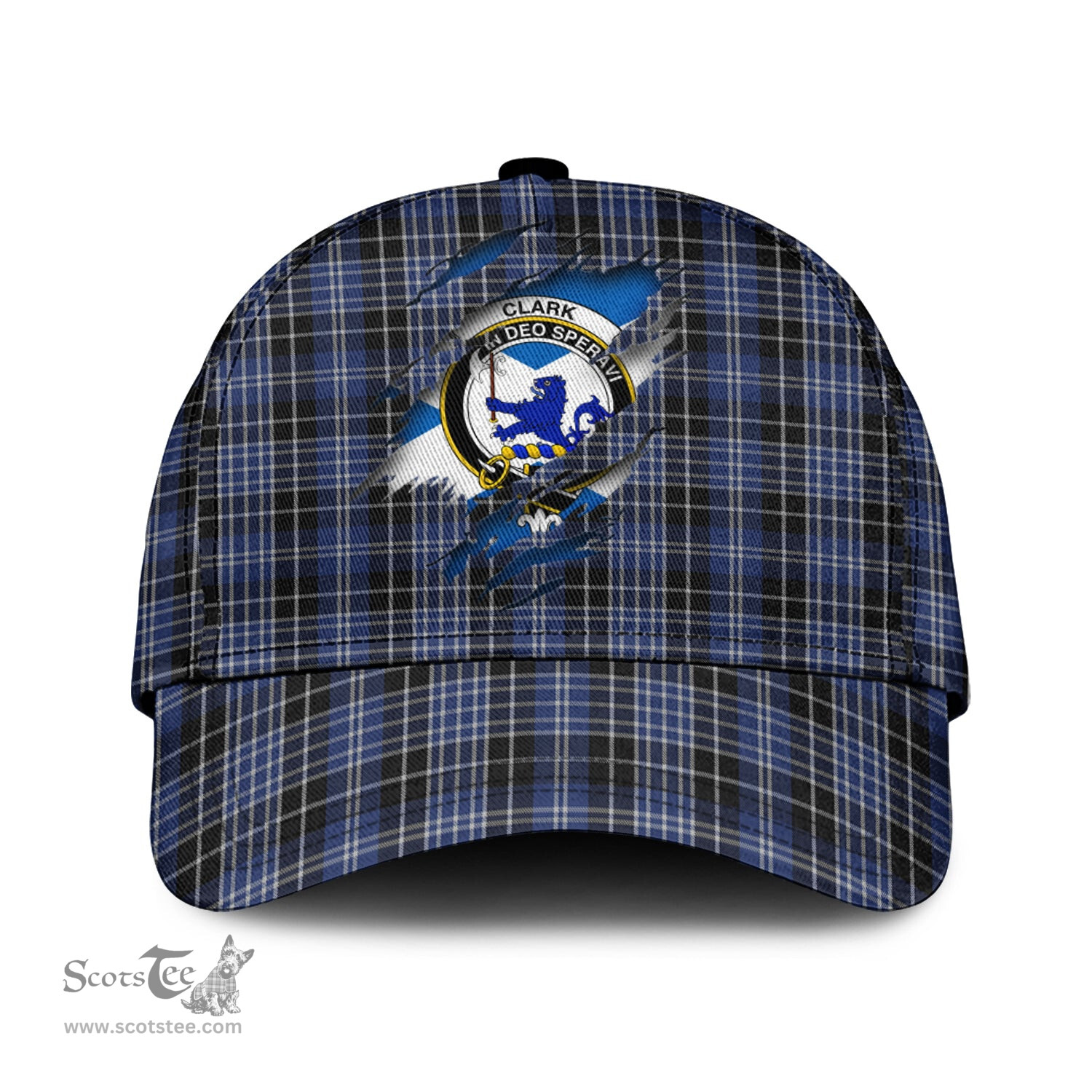 Scottish Clark (Lion) Family Crest In Me Style Tartan Cap ScotsTee Shop - Tartan Plaid - scotstee.com