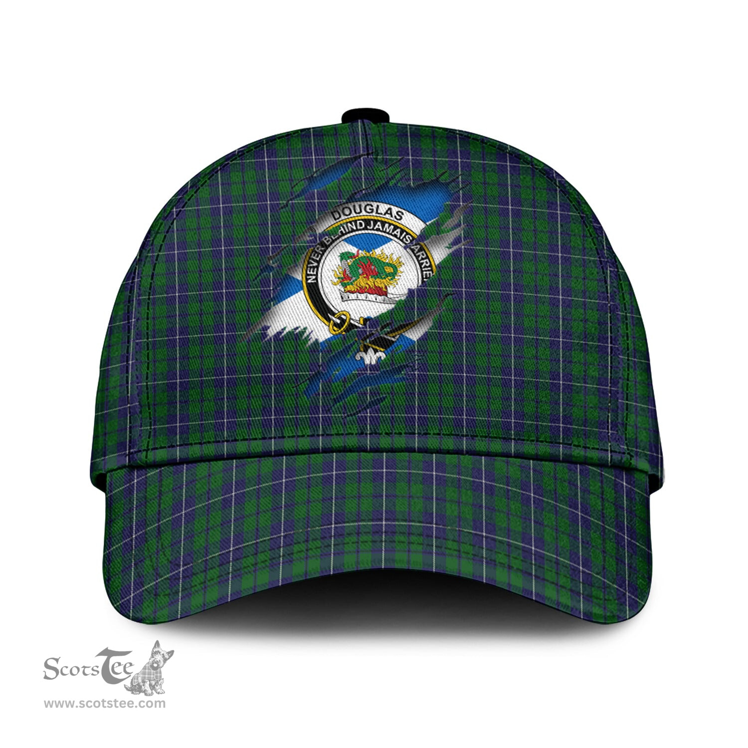 Scottish Douglas Green Family Crest In Me Style Tartan Cap ScotsTee Shop - Tartan Plaid - scotstee.com