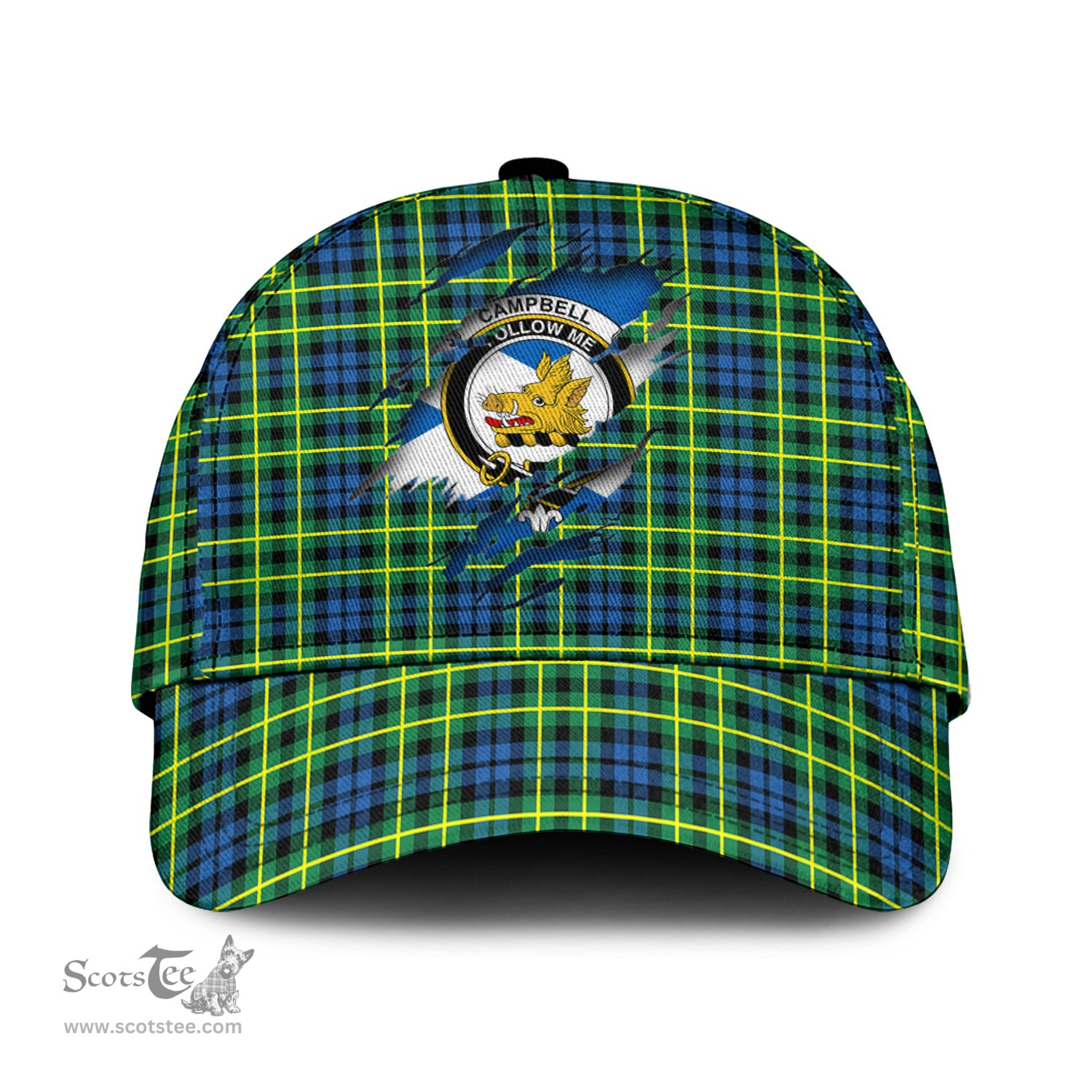 Scottish Campbell of Breadalbane Ancient Family Crest In Me Style Tartan Cap ScotsTee Shop - Tartan Plaid - scotstee.com