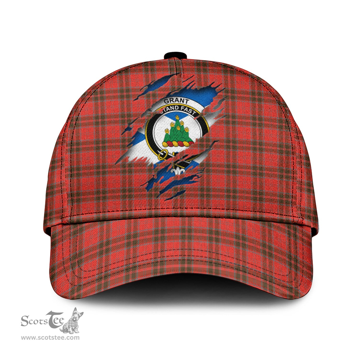 Scottish Grant Weathered Family Crest In Me Style Tartan Cap ScotsTee Shop - Tartan Plaid - scotstee.com