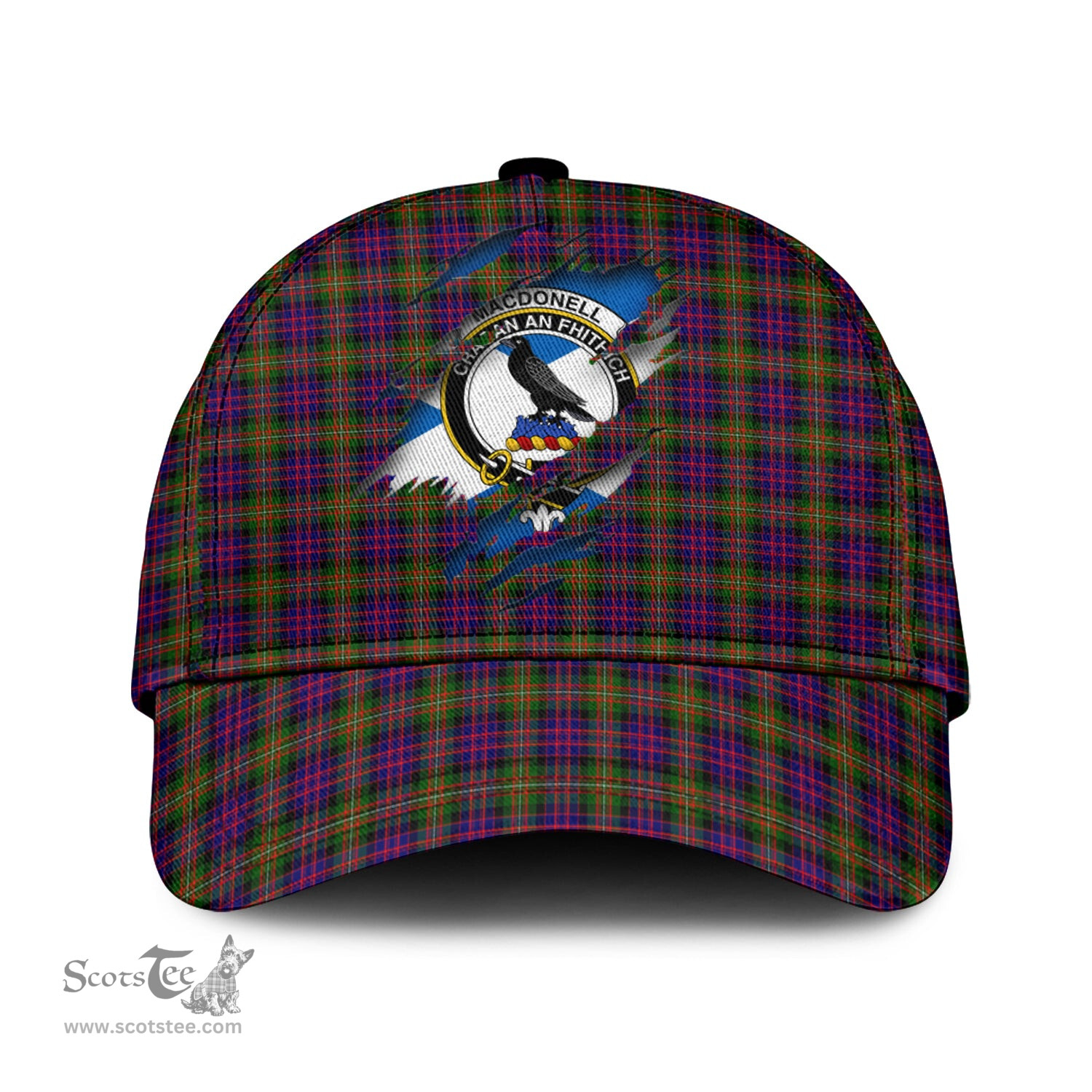 Scottish MacDonell of Glengarry Modern Family Crest In Me Style Tartan Cap ScotsTee Shop - Tartan Plaid - scotstee.com