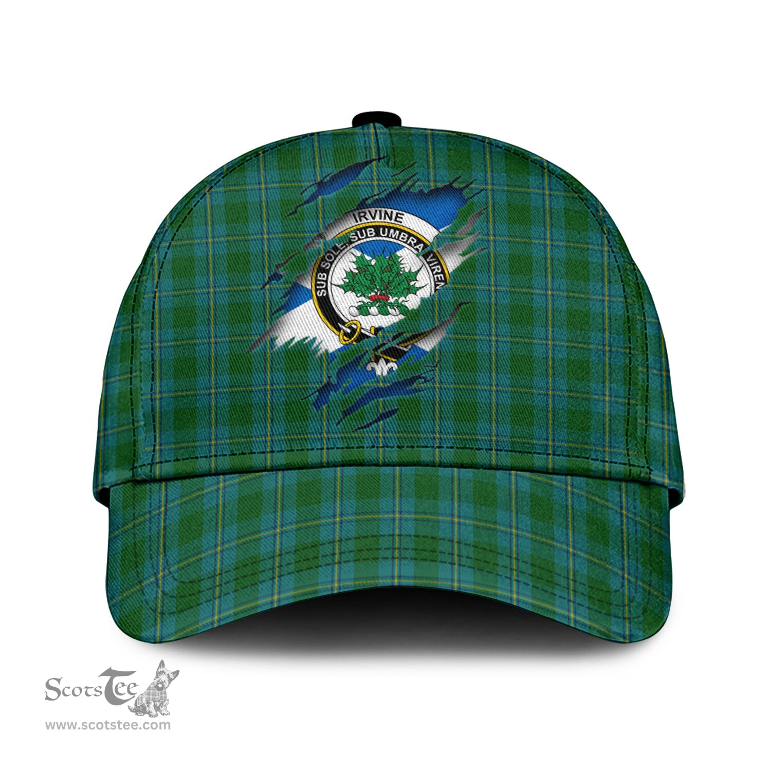 Scottish Irvine of Bonshaw Family Crest In Me Style Tartan Cap ScotsTee Shop - Tartan Plaid - scotstee.com