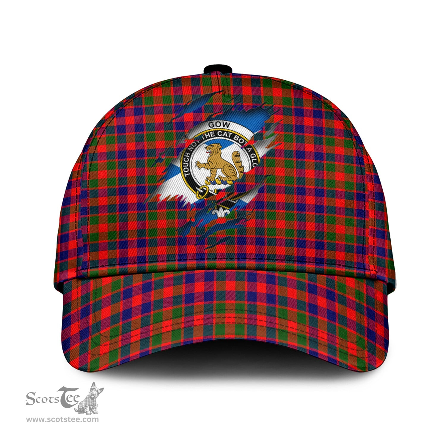 Scottish Gow Modern Family Crest In Me Style Tartan Cap ScotsTee Shop - Tartan Plaid - scotstee.com
