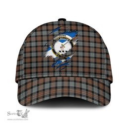 Scottish Gunn Weathered Family Crest In Me Style Tartan Cap ScotsTee Shop - Tartan Plaid - scotstee.com