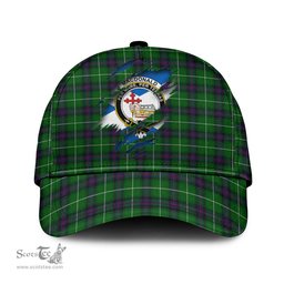 Scottish MacDonald of The Isles Family Crest In Me Style Tartan Cap ScotsTee Shop - Tartan Plaid - scotstee.com