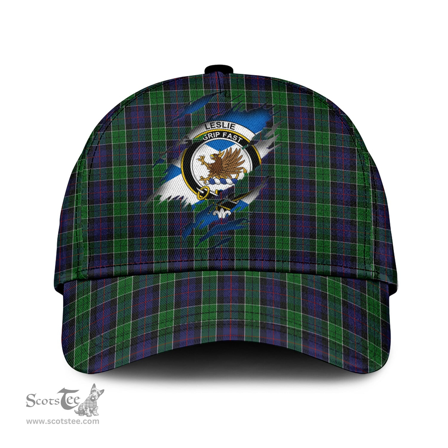 Scottish Leslie Hunting Family Crest In Me Style Tartan Cap ScotsTee Shop - Tartan Plaid - scotstee.com