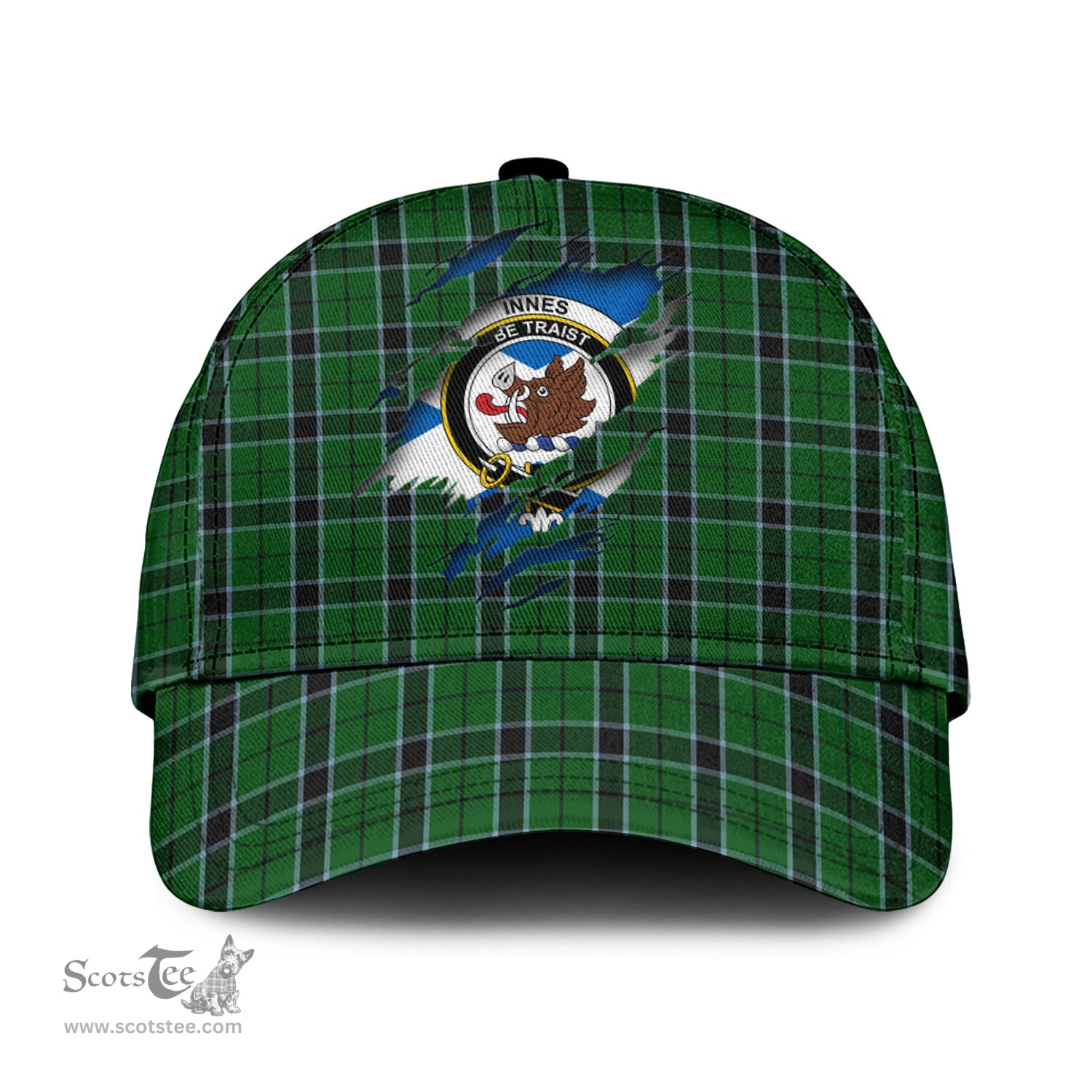 Scottish Innes Hunting Family Crest In Me Style Tartan Cap ScotsTee Shop - Tartan Plaid - scotstee.com