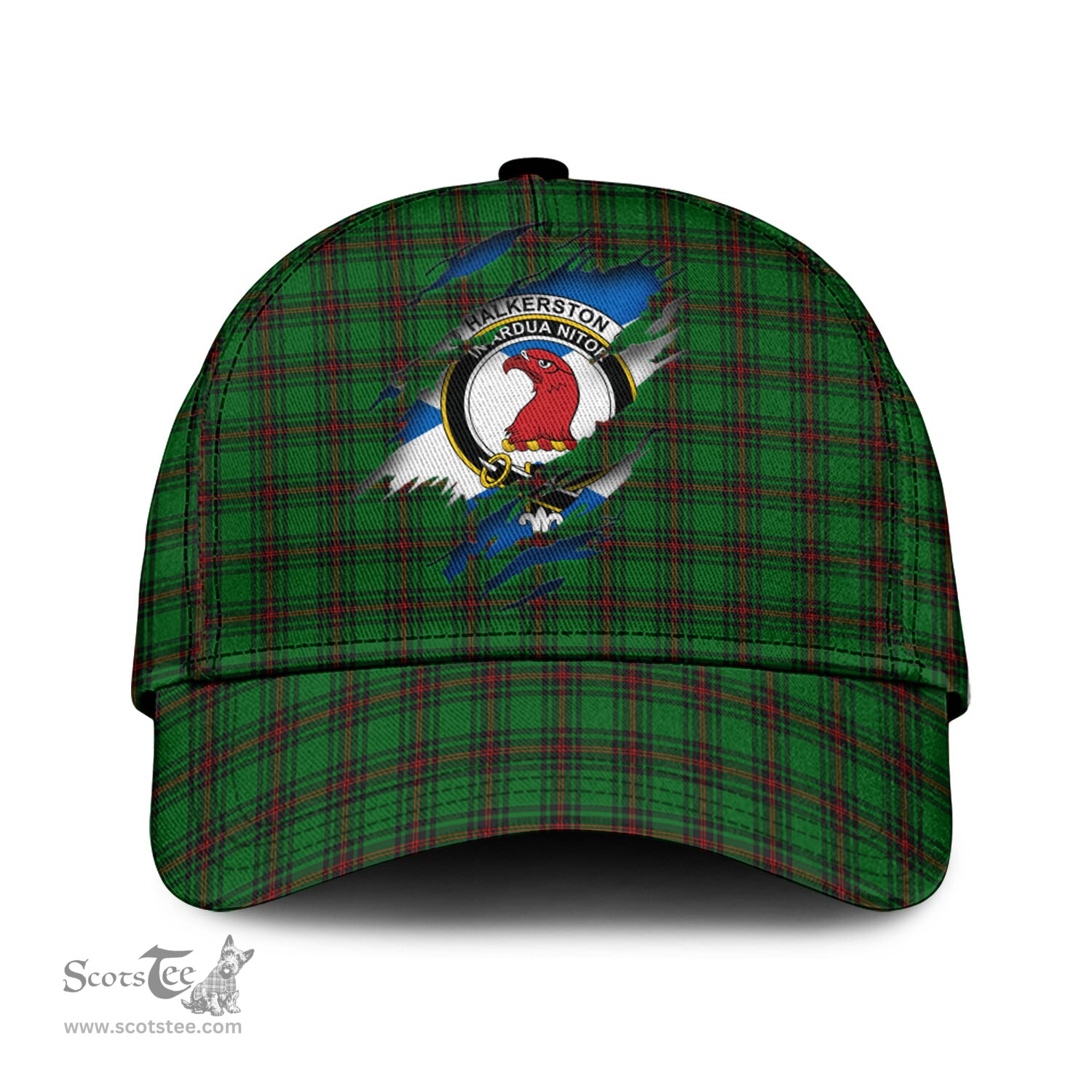 Scottish Halkerston Family Crest In Me Style Tartan Cap ScotsTee Shop - Tartan Plaid - scotstee.com