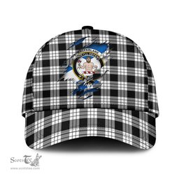 Scottish MacFarlane Black White Family Crest In Me Style Tartan Cap ScotsTee Shop - Tartan Plaid - scotstee.com